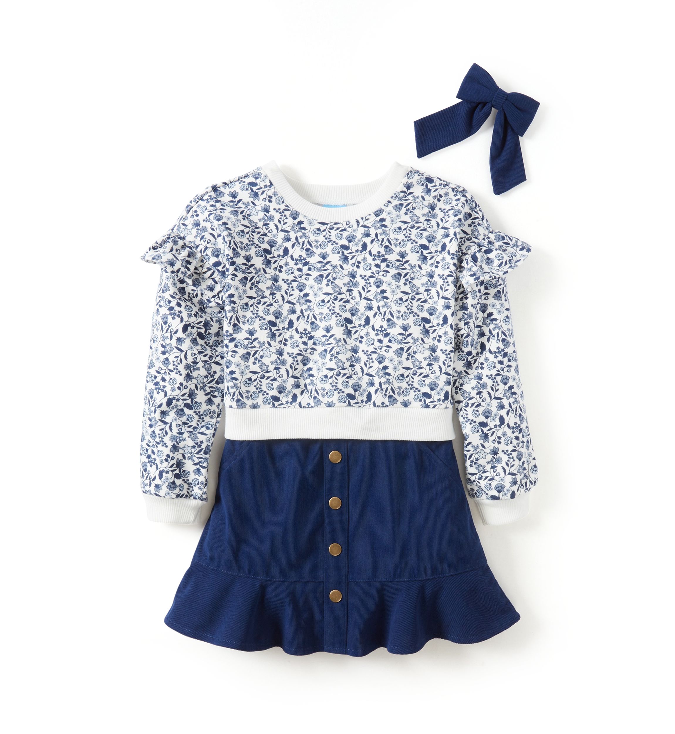 Girls 4-6x Floral Fleece Top with Skort