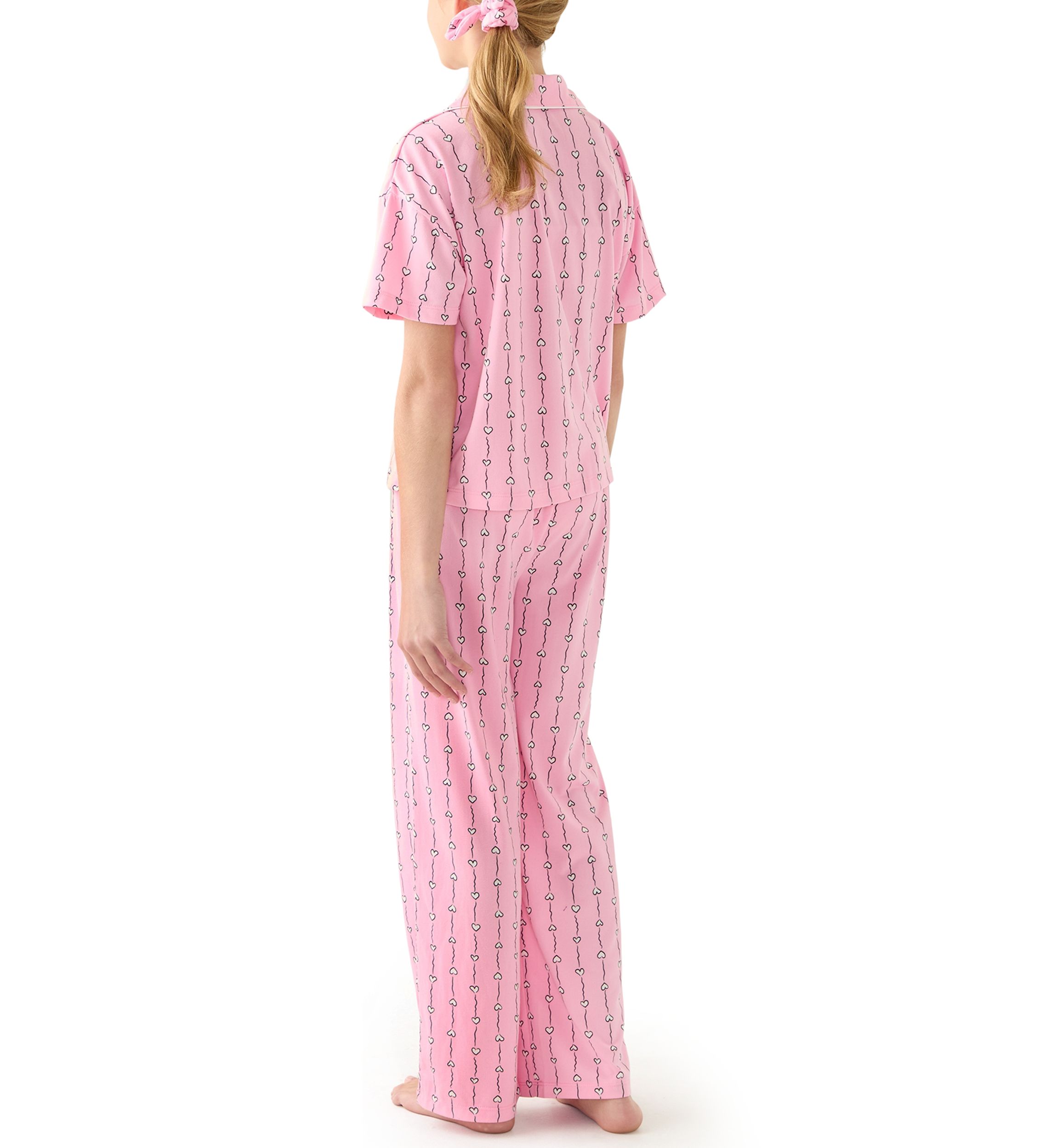 Girls 7-16 Checkered Bows PJ Set with Matching Scrunchie