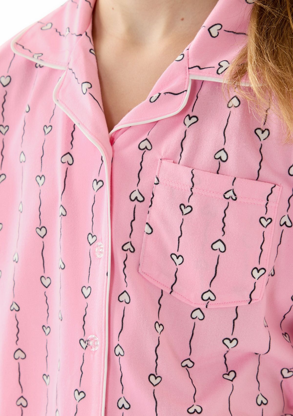 Girls 7-16 Checkered Bows PJ Set with Matching Scrunchie