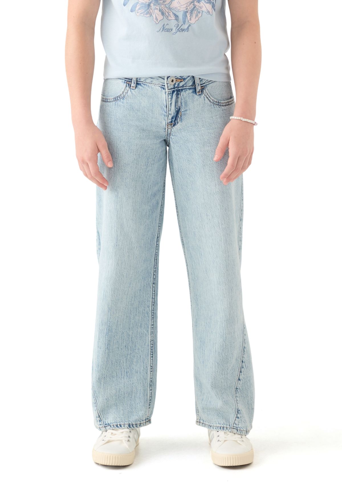 low rise seamed baggy jeans