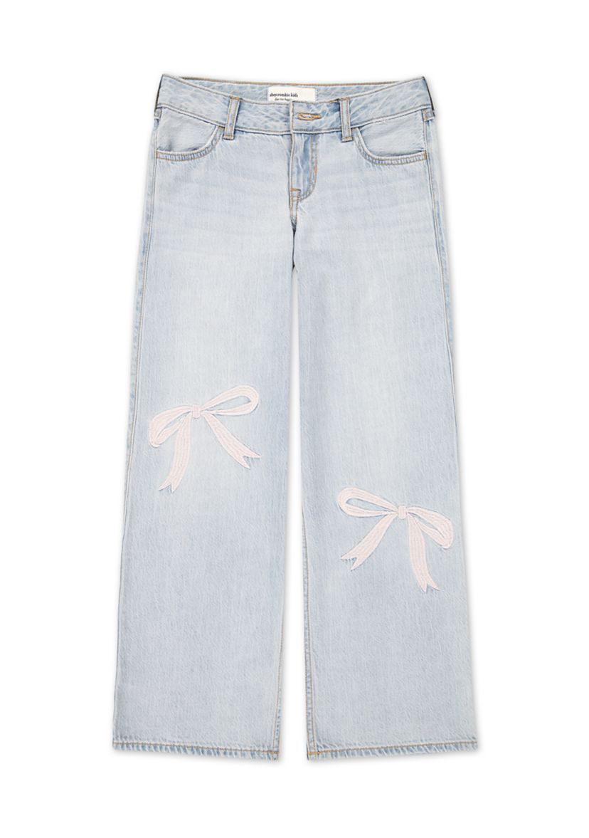 low rise baggy embroidered jeans