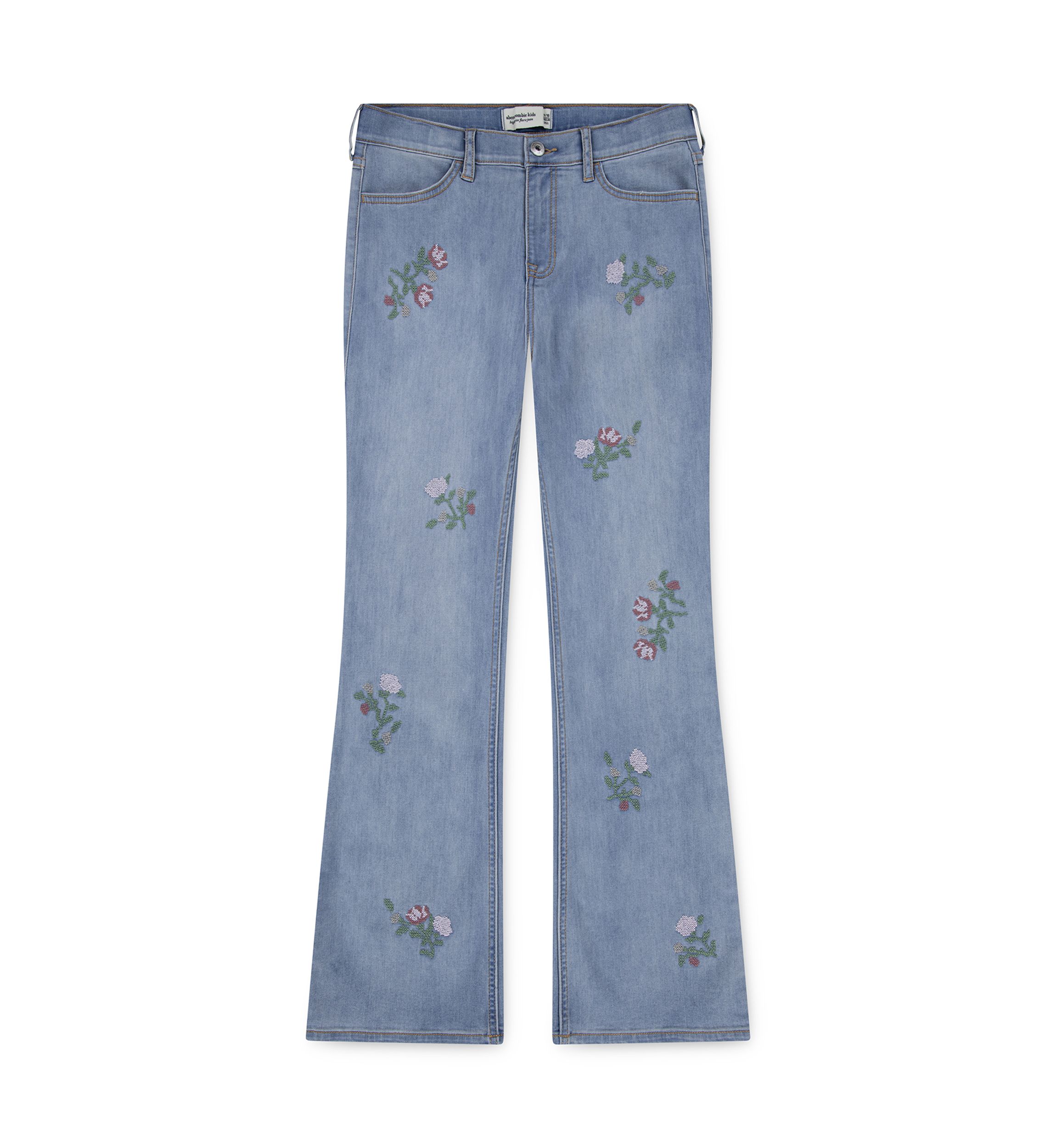 high rise embroidered flare jeans 