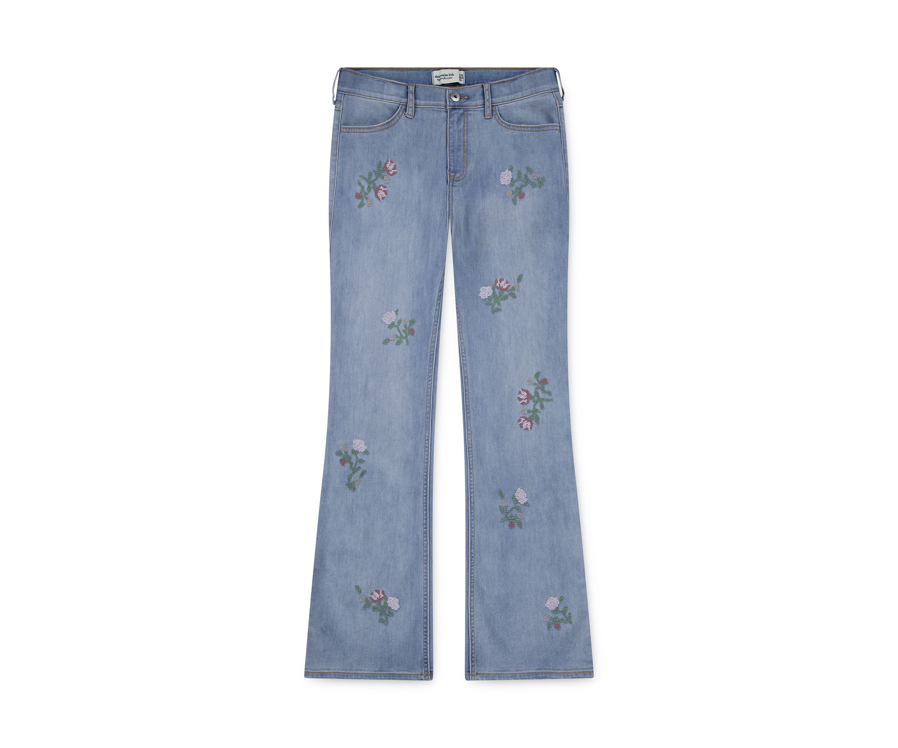 high rise embroidered flare jeans 