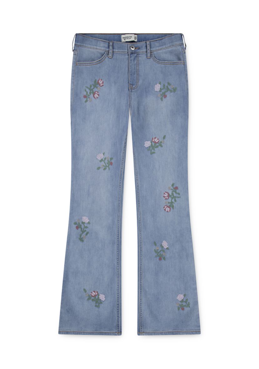 high rise embroidered flare jeans 