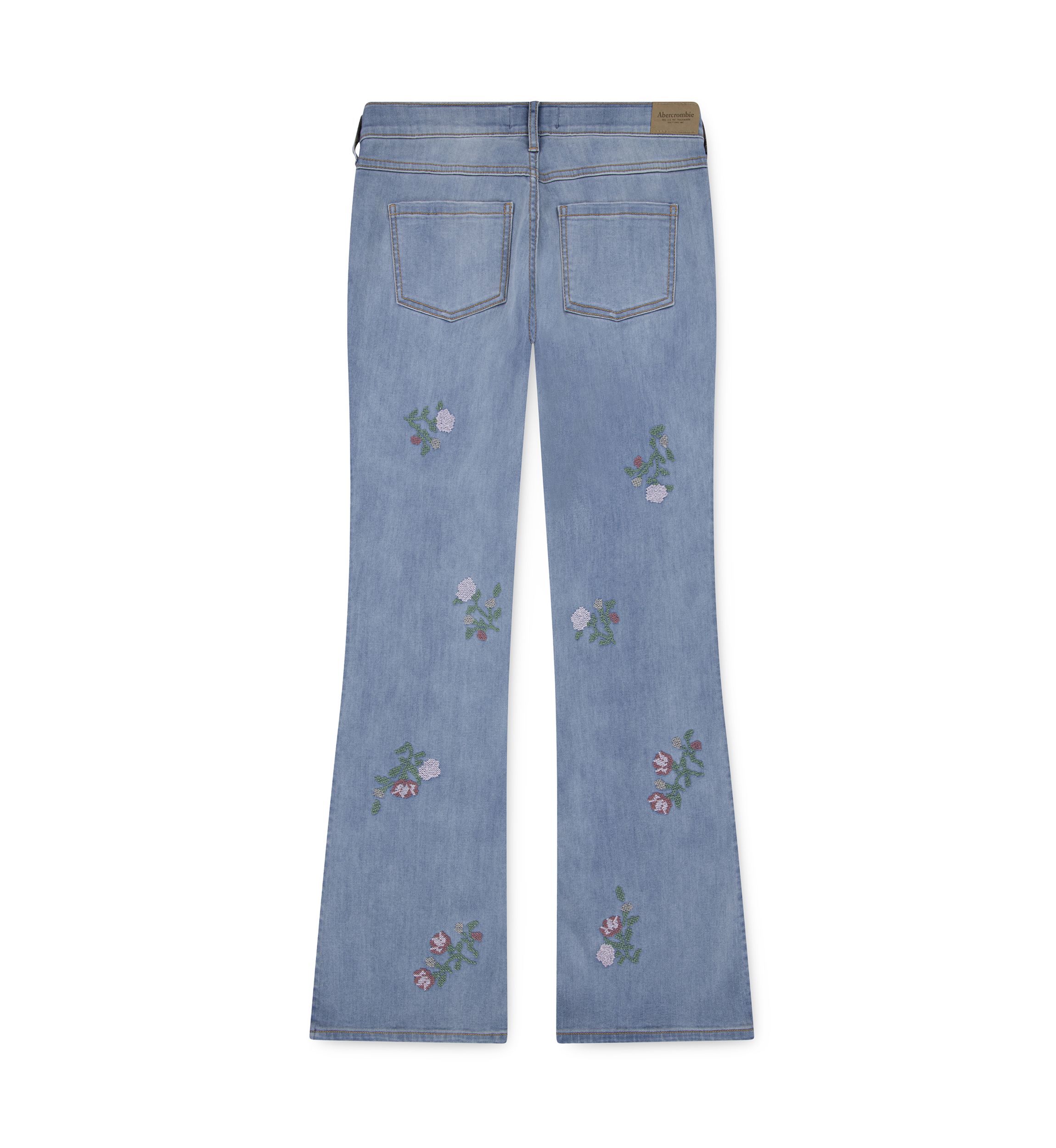 high rise embroidered flare jeans 