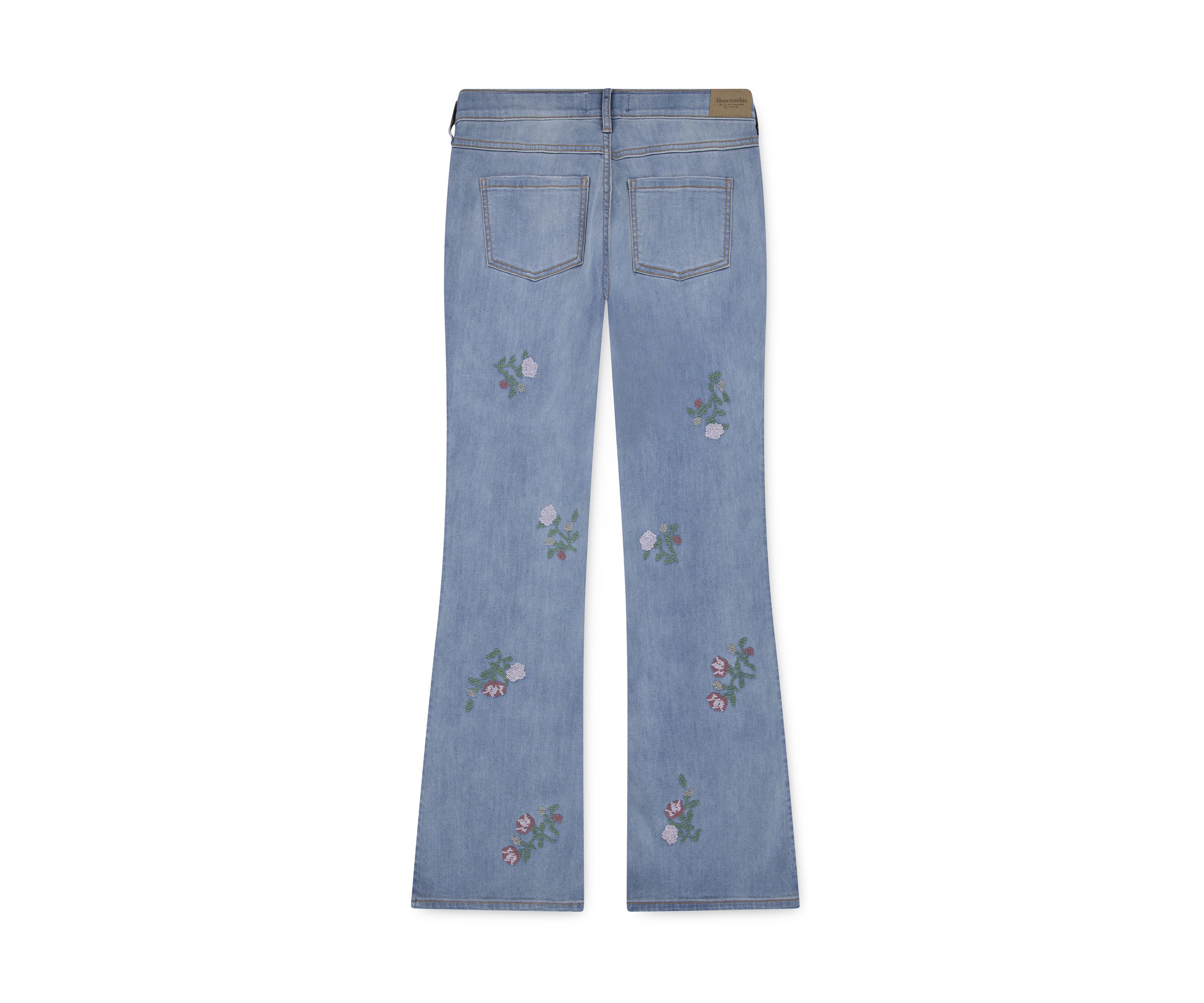 high rise embroidered flare jeans 