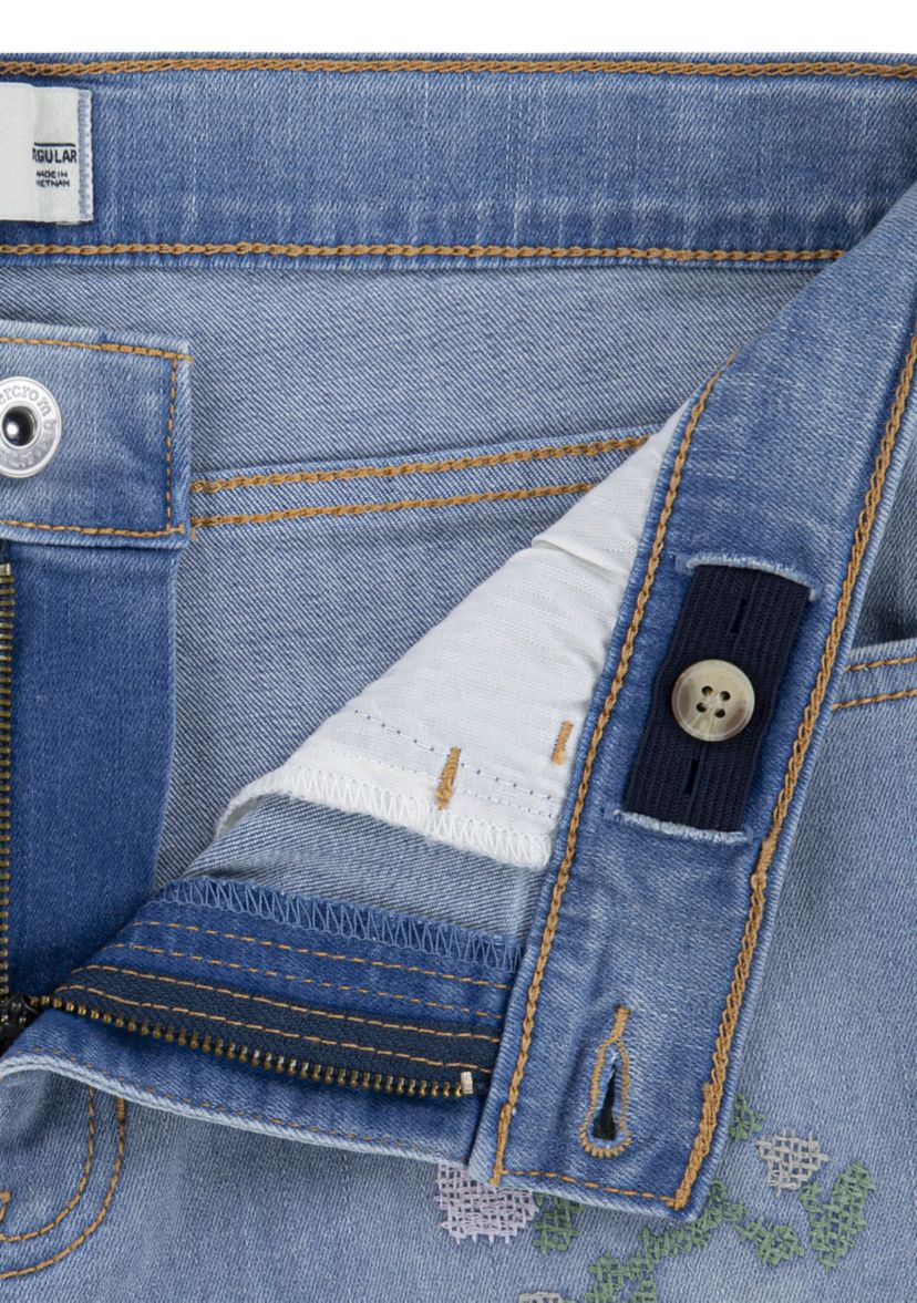 high rise embroidered flare jeans 