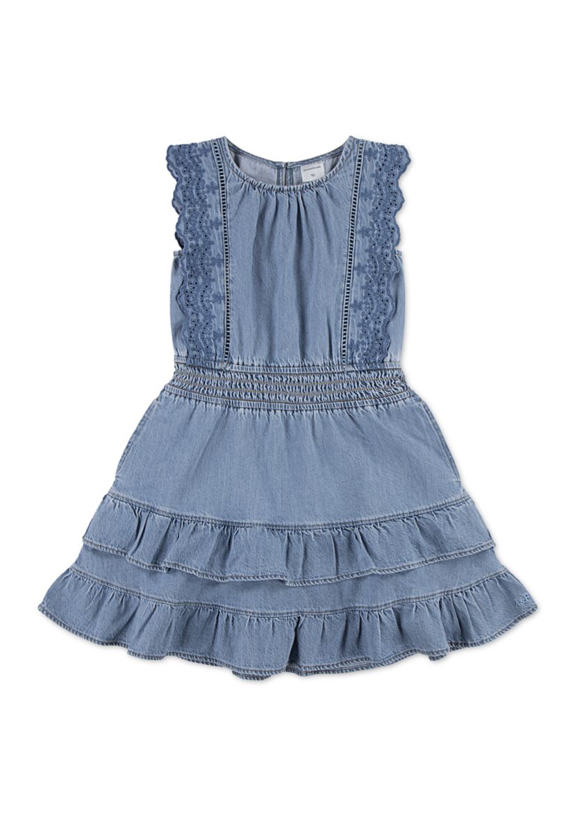  cotton smocked waist tiered dress
