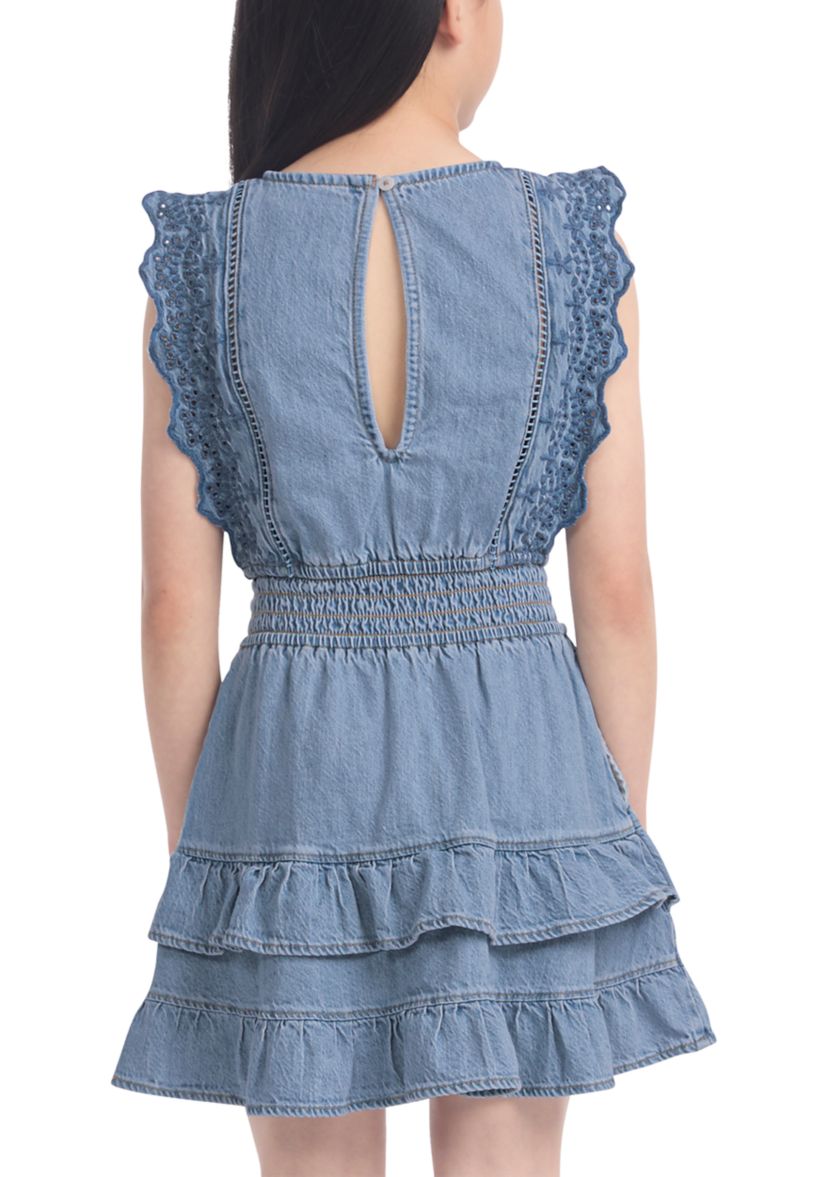  cotton smocked waist tiered dress