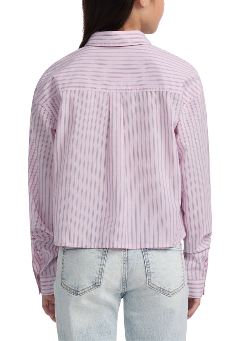 stripe boxy button front shirt 
