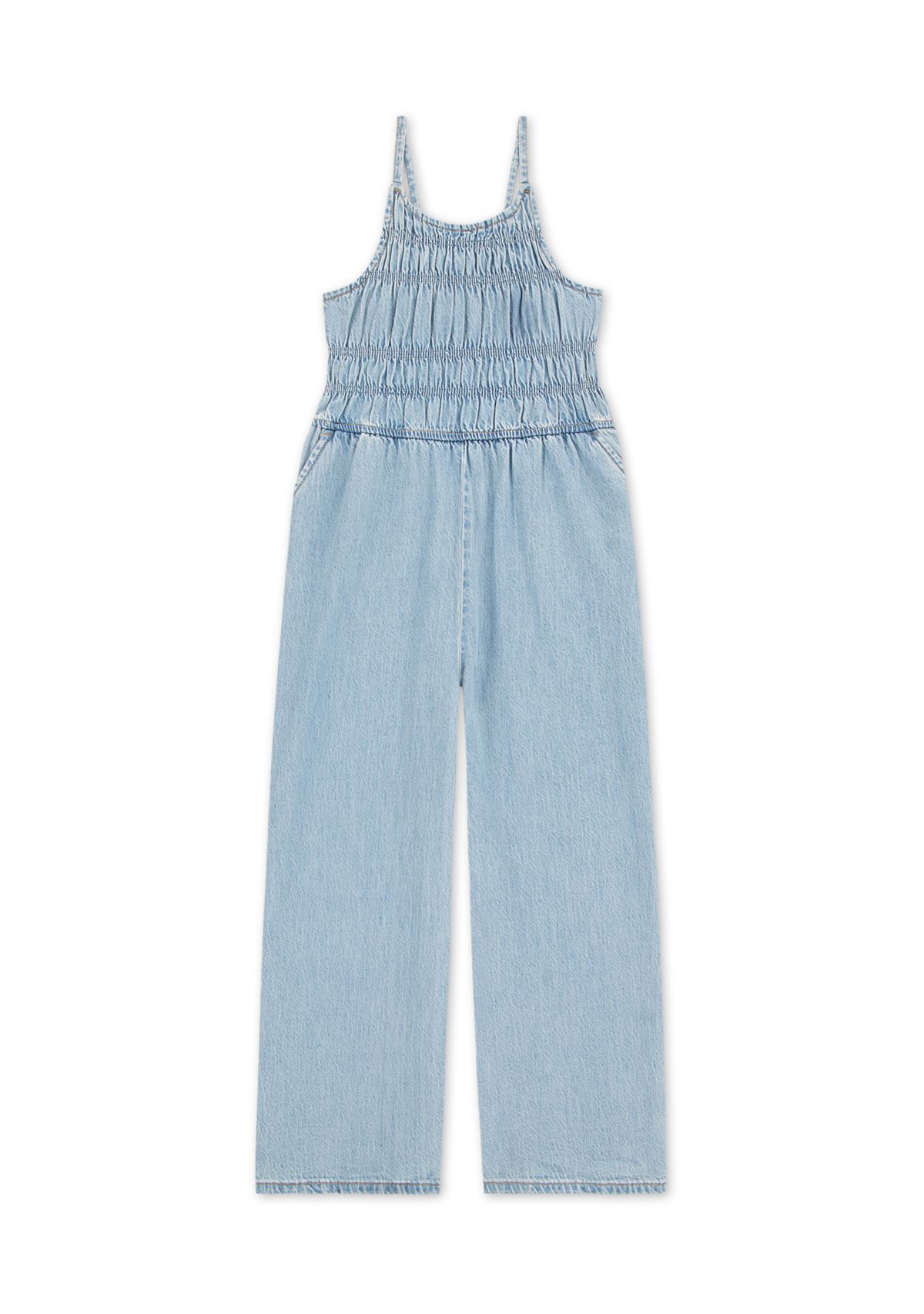 high neck denim jumpsuit 