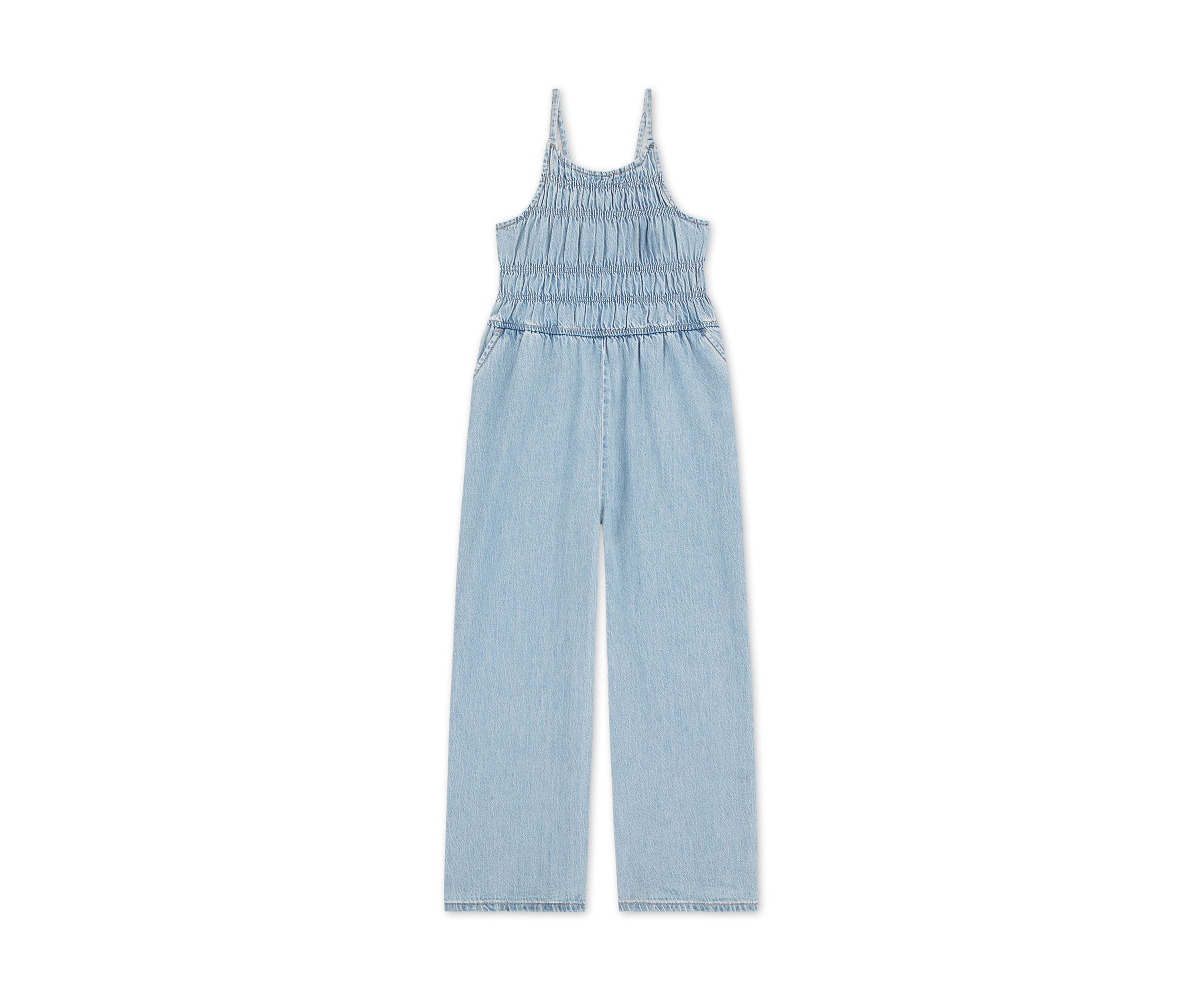 high neck denim jumpsuit 