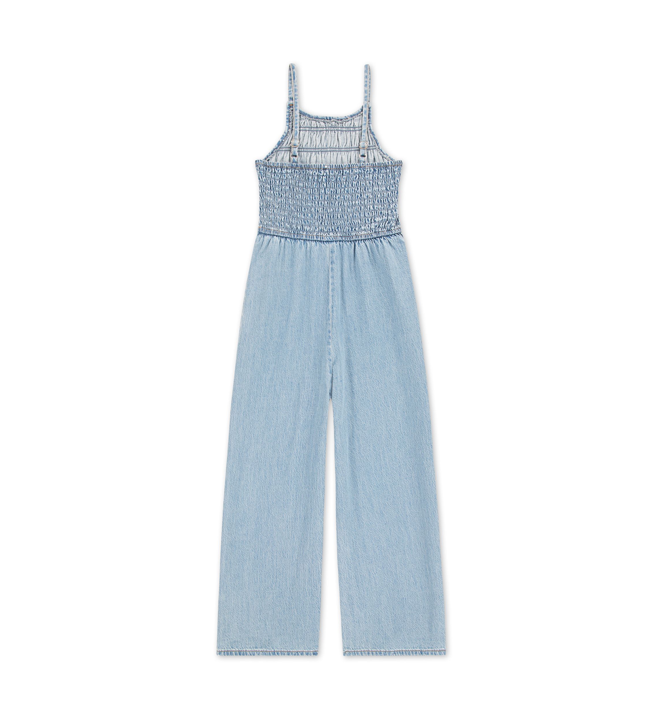 high neck denim jumpsuit 