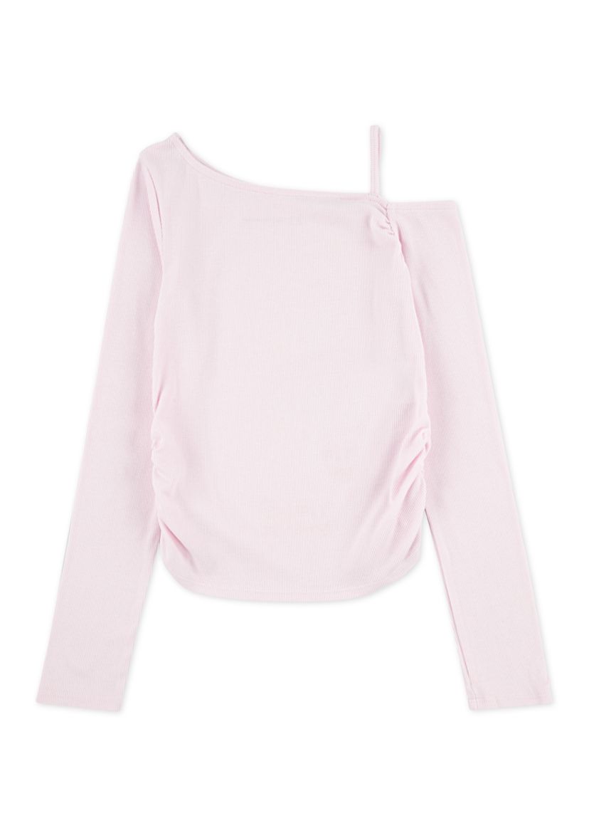 asymmetrical ruched long sleeve top 