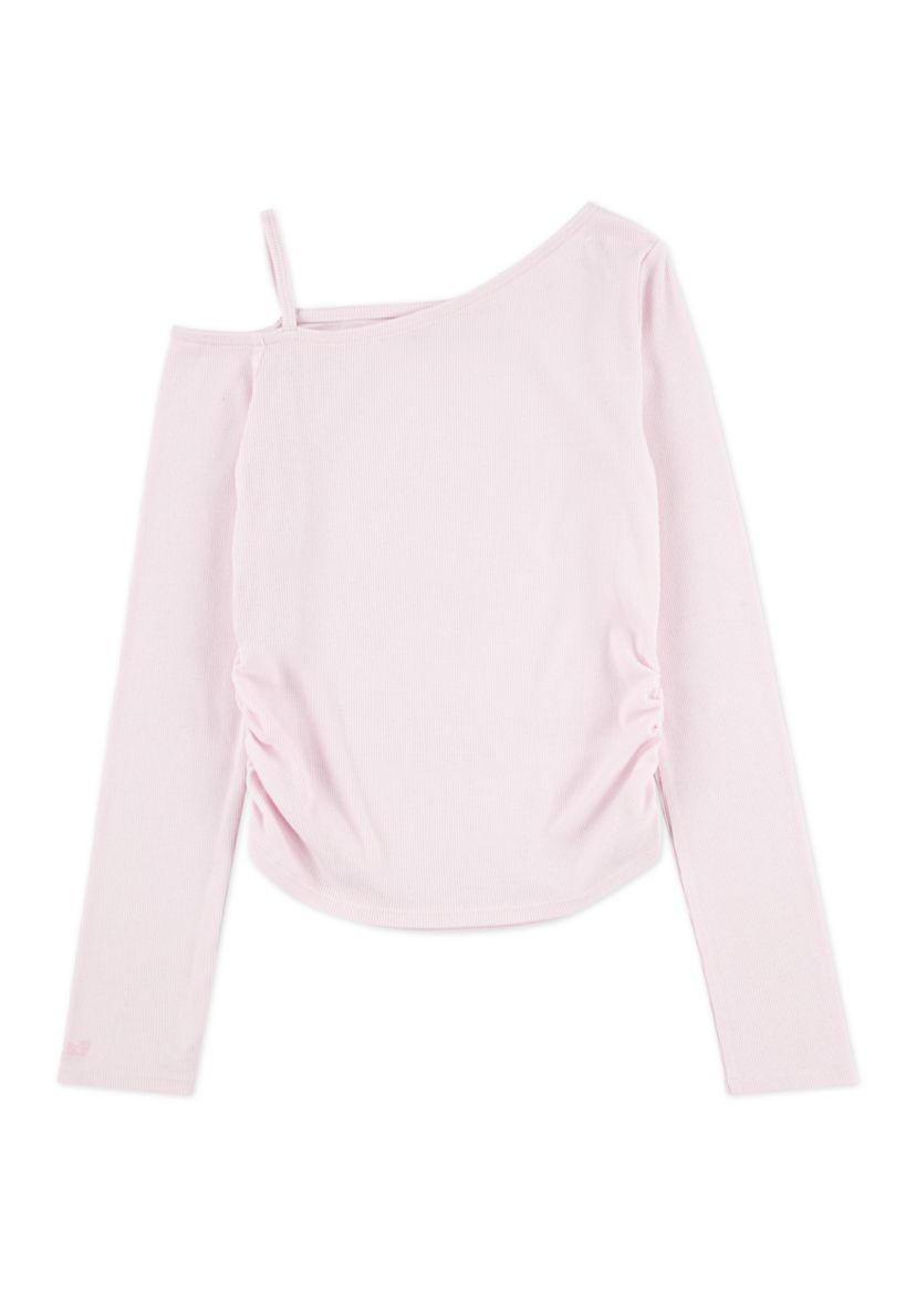 asymmetrical ruched long sleeve top 
