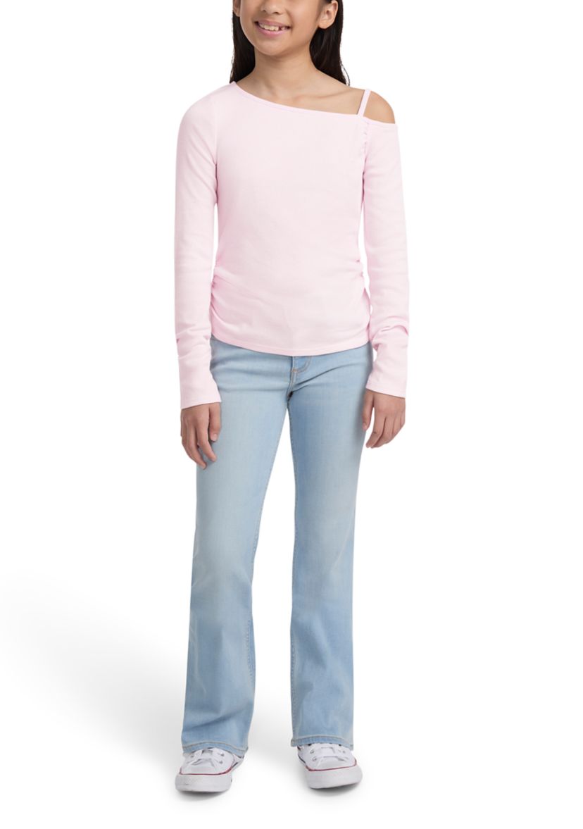 asymmetrical ruched long sleeve top 