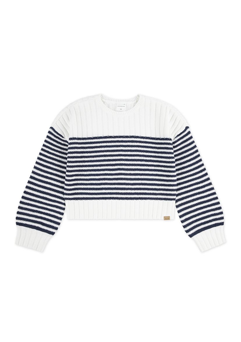 slash neck striped sweater