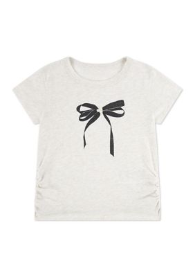 pearl bow ruched tee