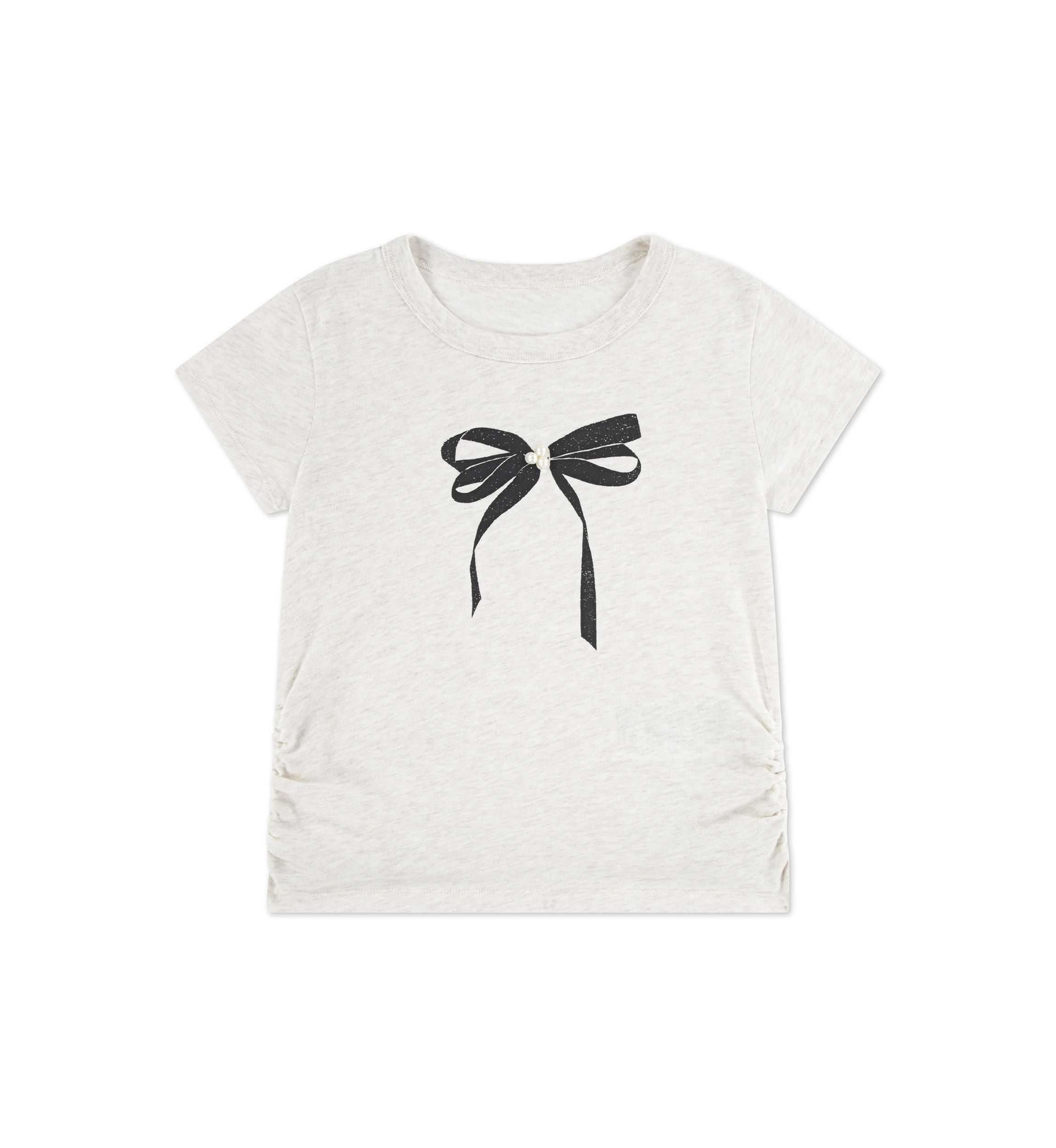 pearl bow ruched tee