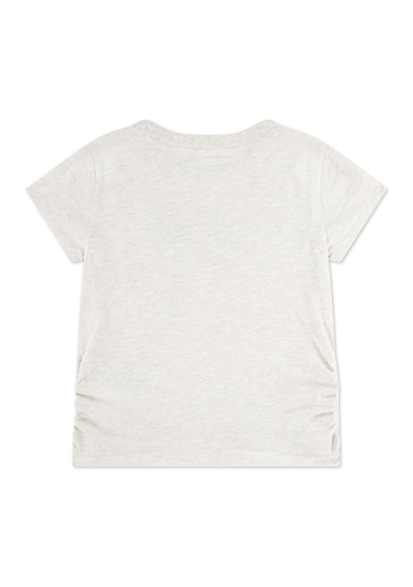 pearl bow ruched tee