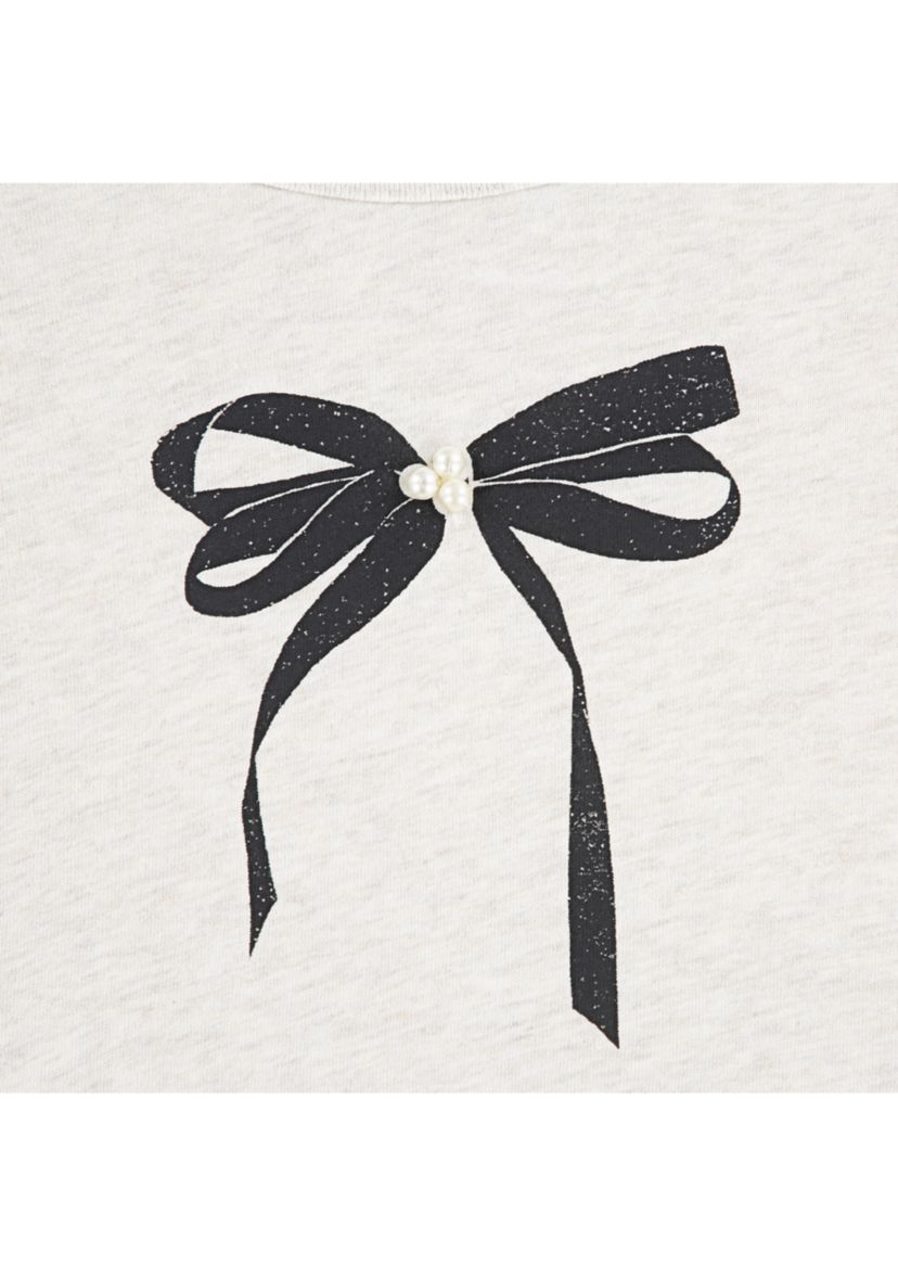 pearl bow ruched tee