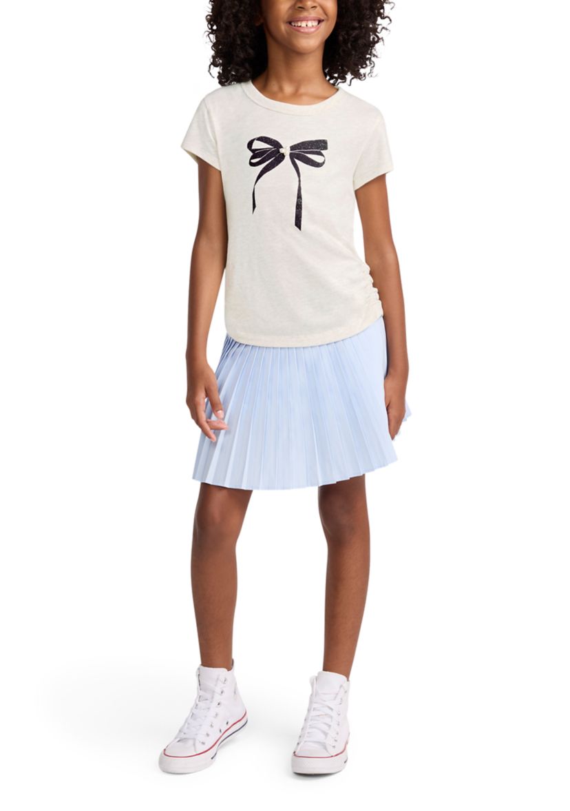 pearl bow ruched tee