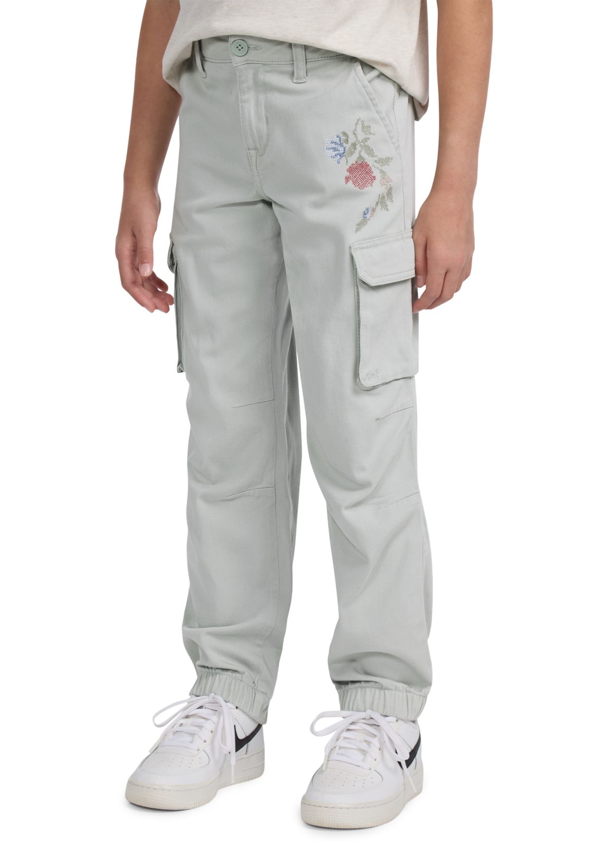 embroidered cargo joggers