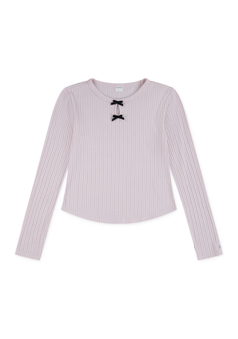 double bow pointelle top 