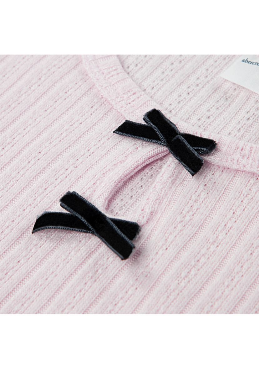 double bow pointelle top 