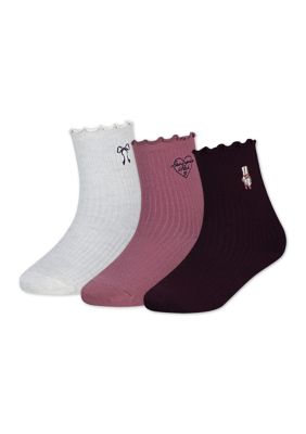 abercrombie kids Kids 3-pack half-crew lettuce welt socks, 7 - 9