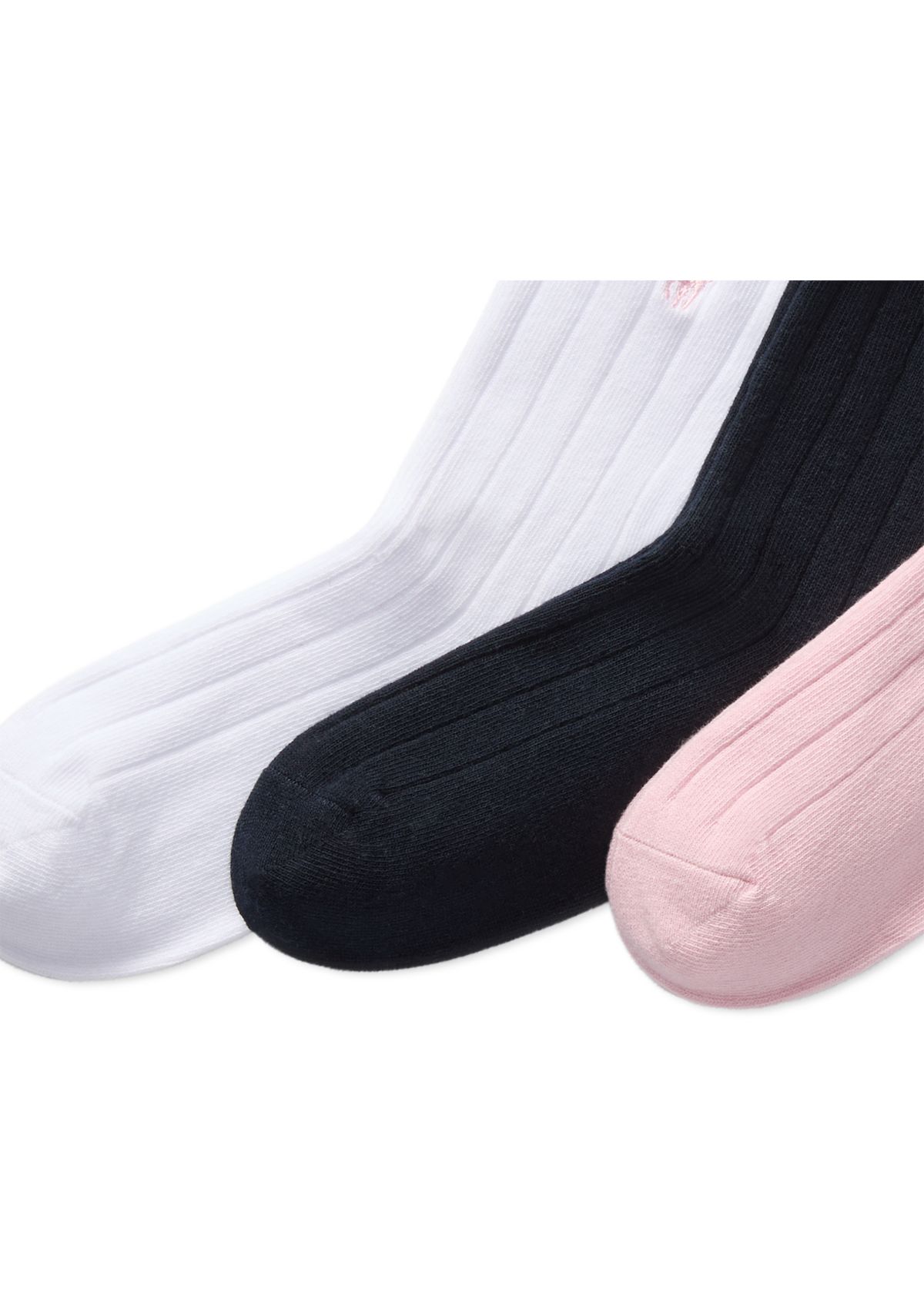Girls Rib Solid Crew Socks, 3 Pack