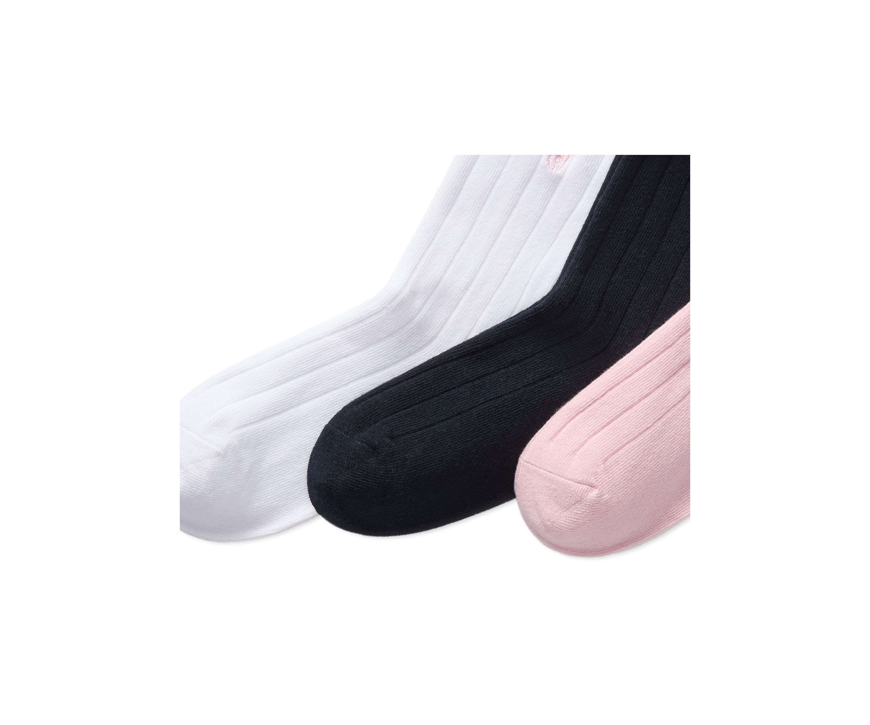Girls Rib Solid Crew Socks, 3 Pack