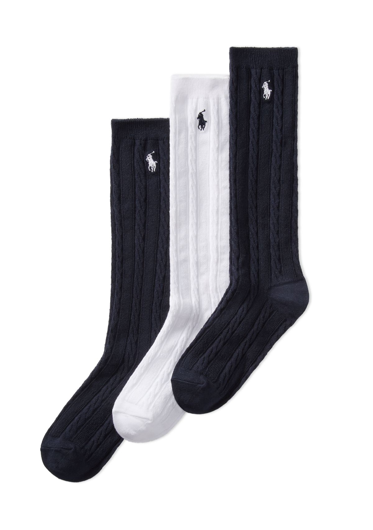 Girls Knee High Cable 3 Pack of Socks 