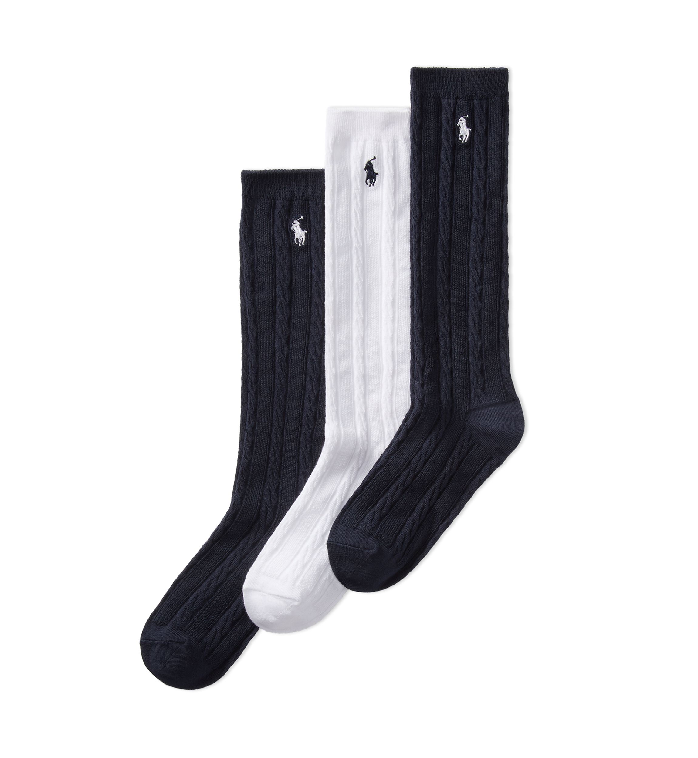 Girls Knee High Cable 3 Pack of Socks 