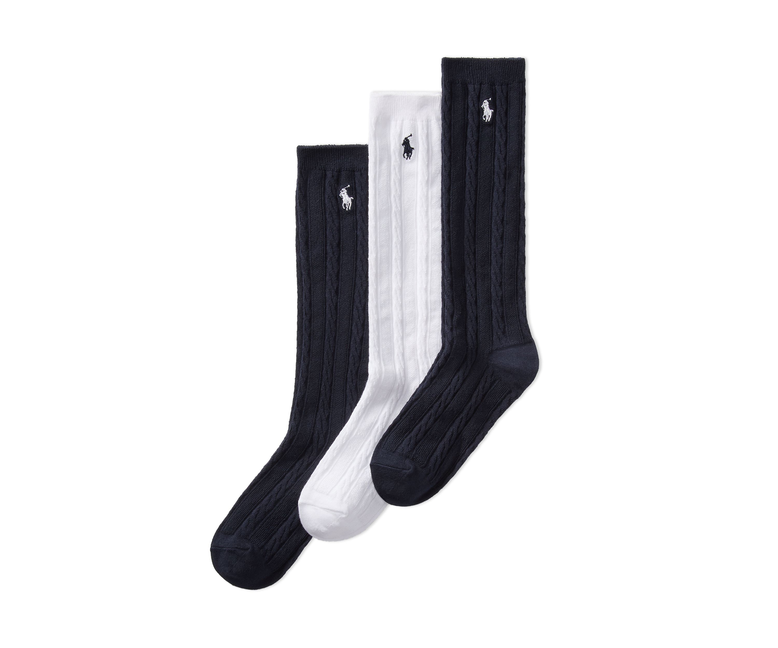 Girls Knee High Cable 3 Pack of Socks 