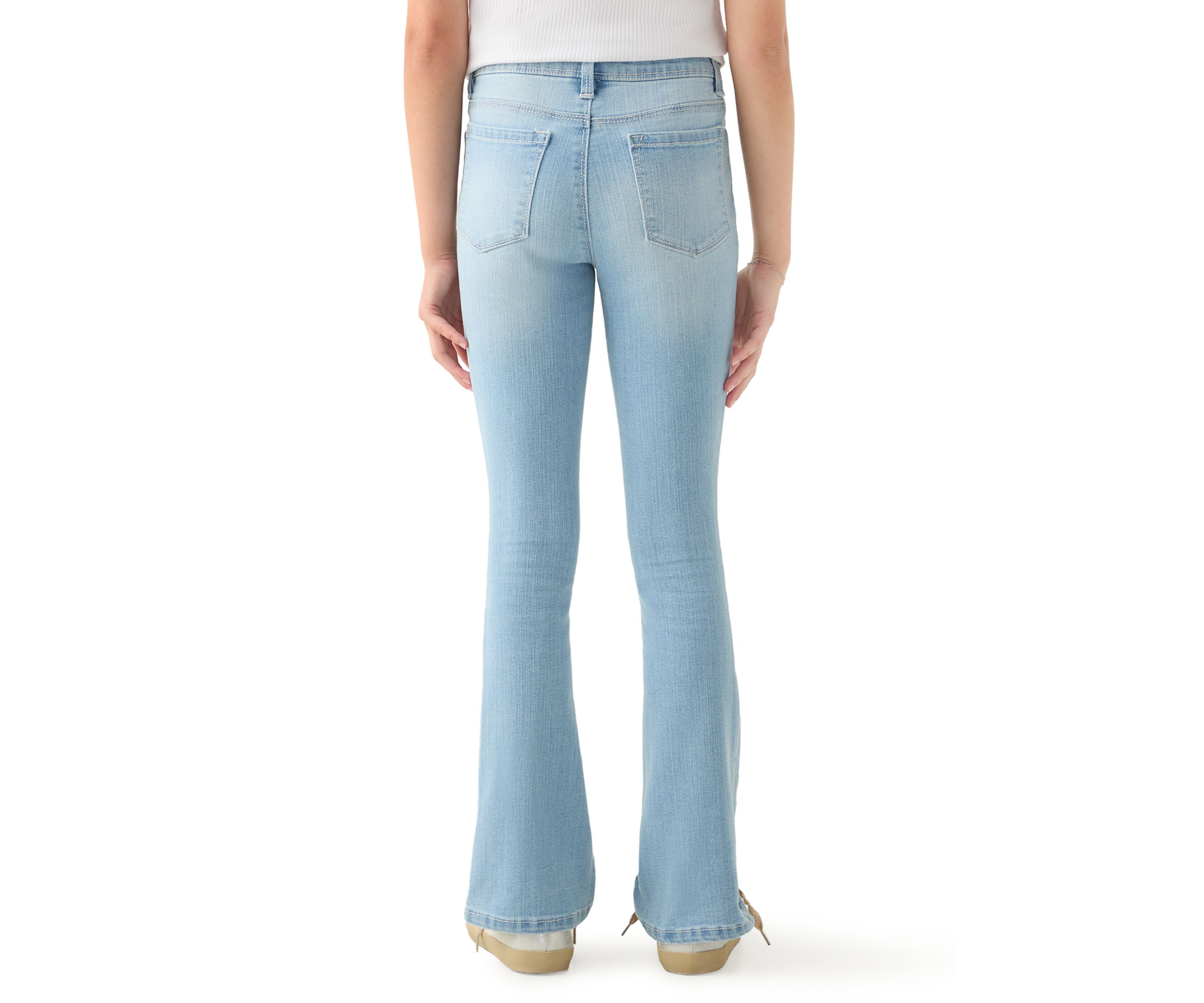 Girls 7-16 Flare Jeans with Mini Flower Embroidery