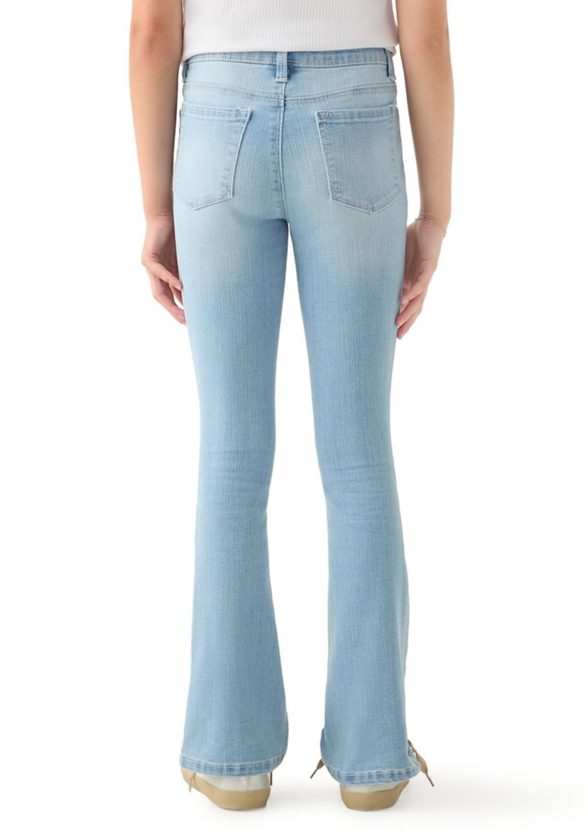 Girls 7-16 Flare Jeans with Mini Flower Embroidery