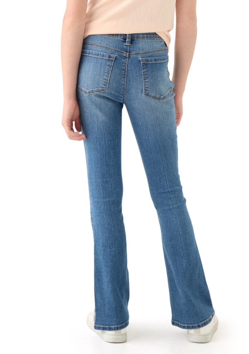Girls 7-16 Rhinestone Floral Embroidered Flare Jeans