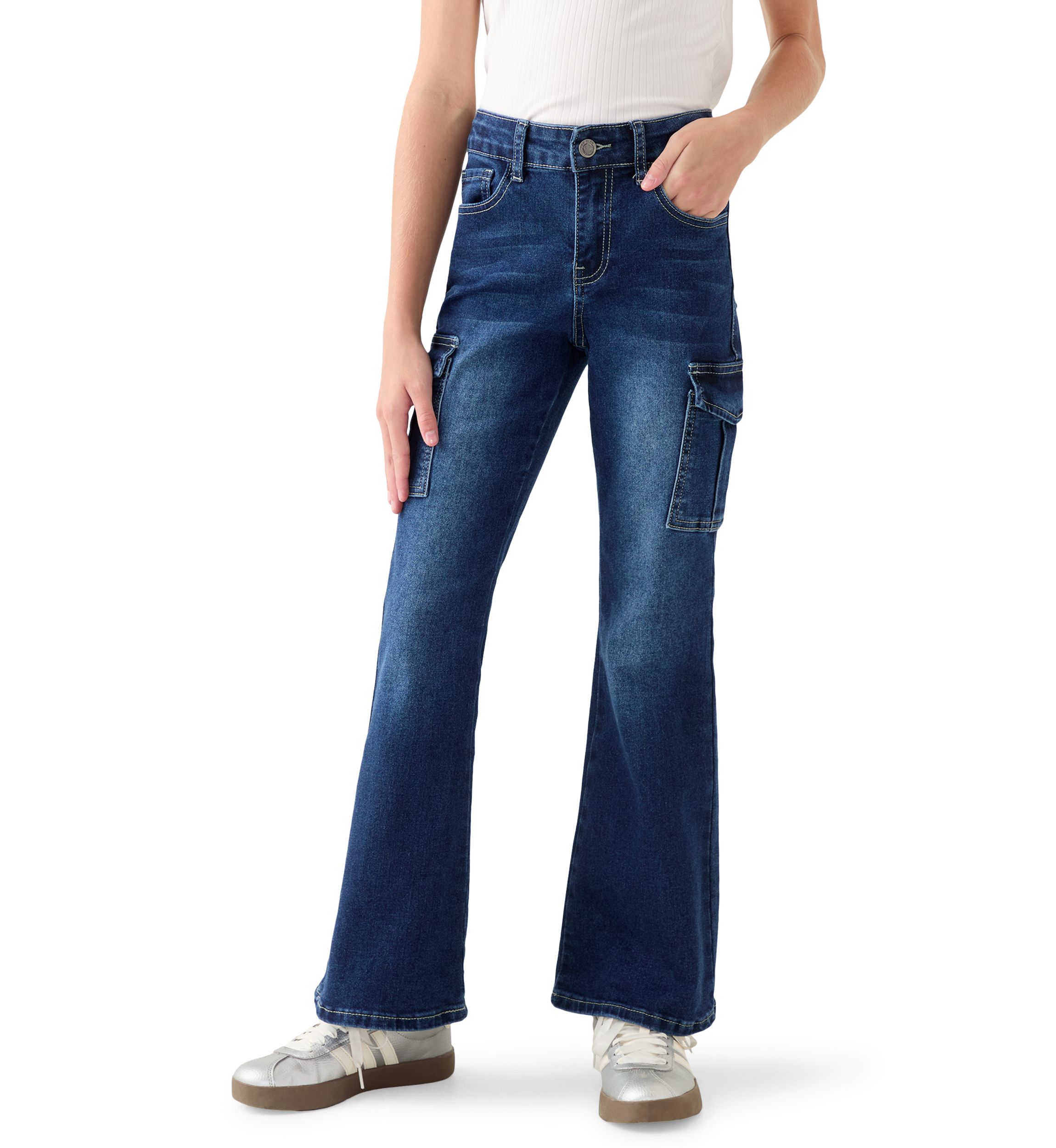 Girls 7-16 Cargo Flare Jeans