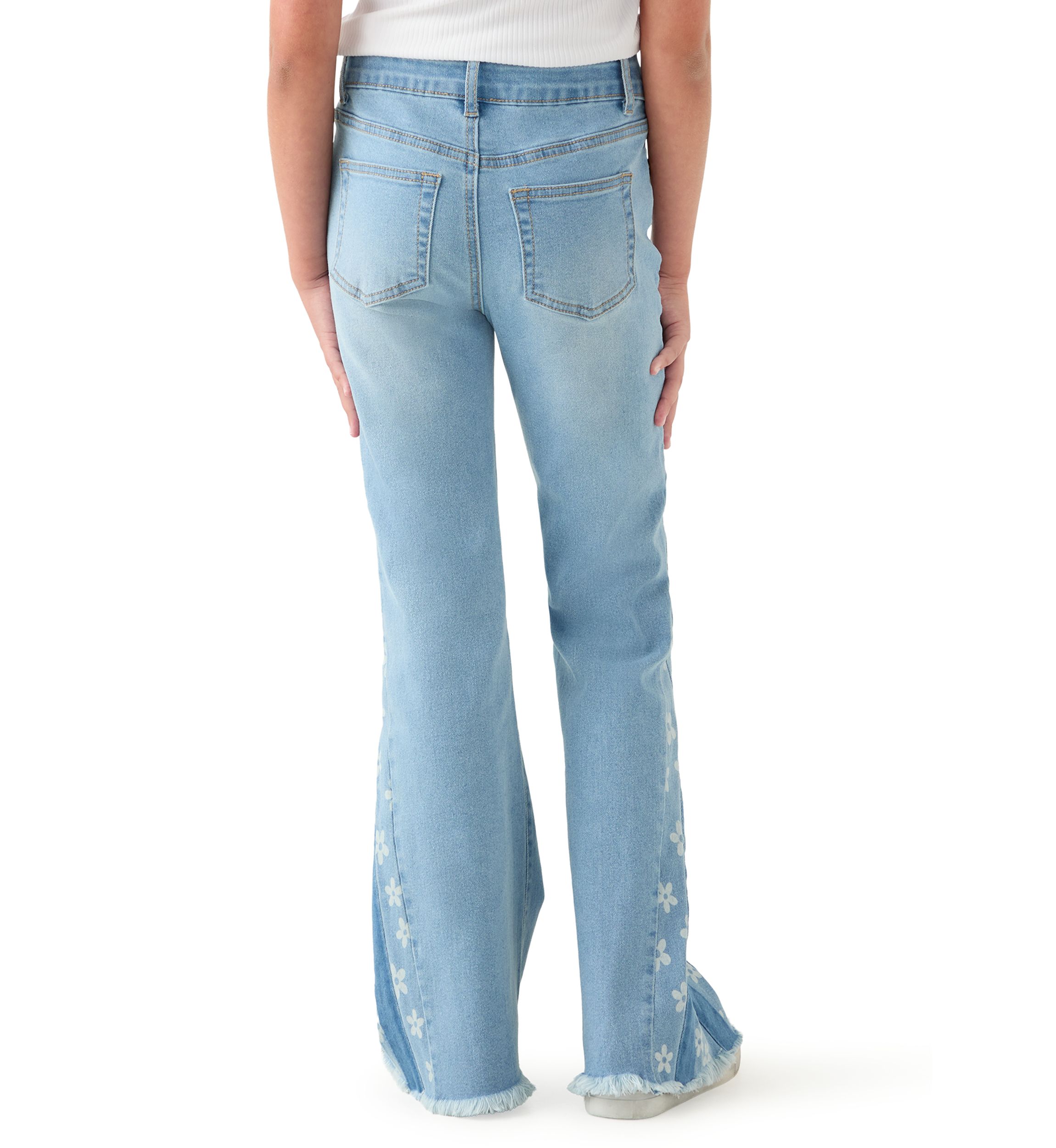 Girls 7-16 Gusset Embroidered Flare Jeans