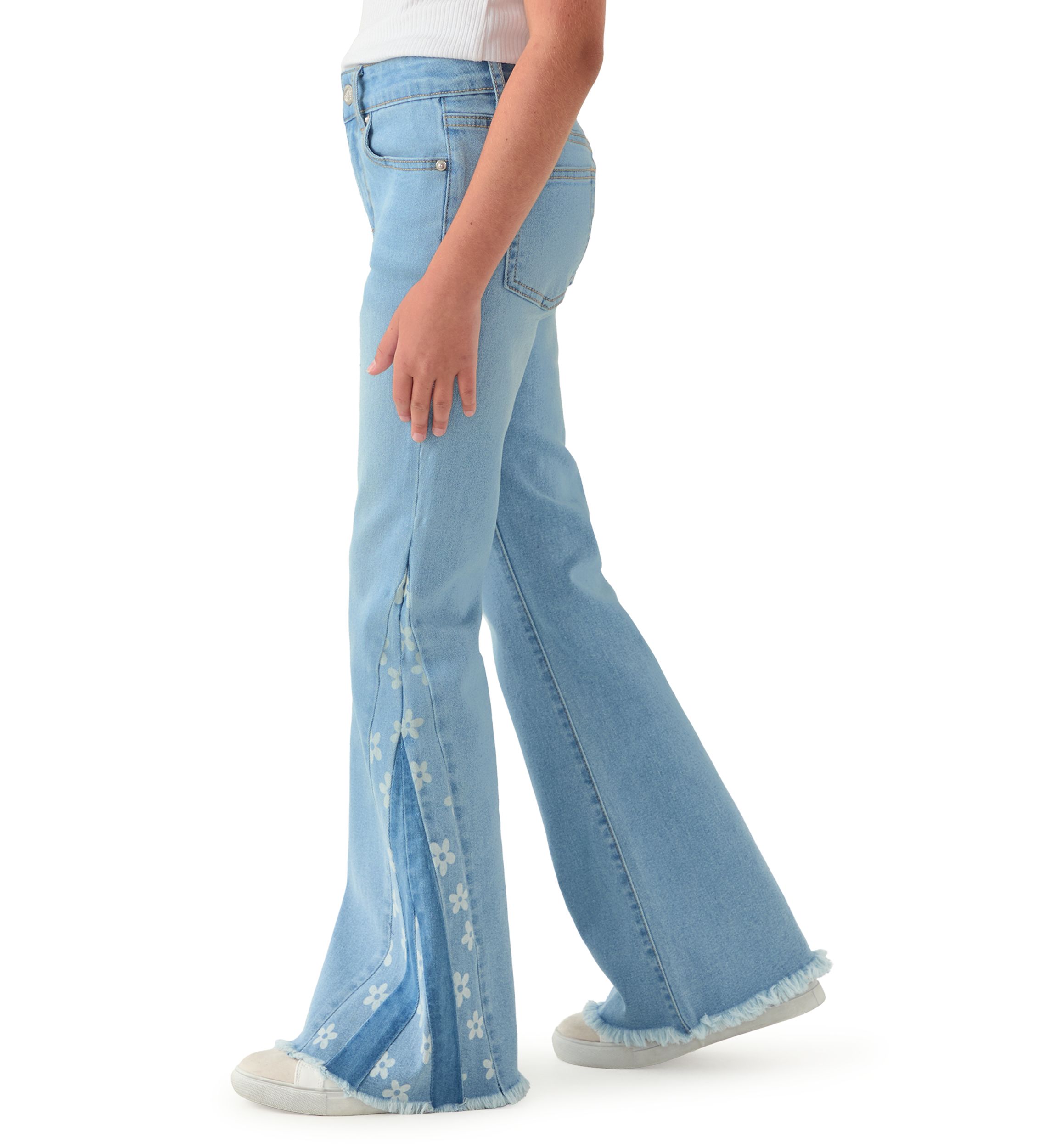 Girls 7-16 Gusset Embroidered Flare Jeans