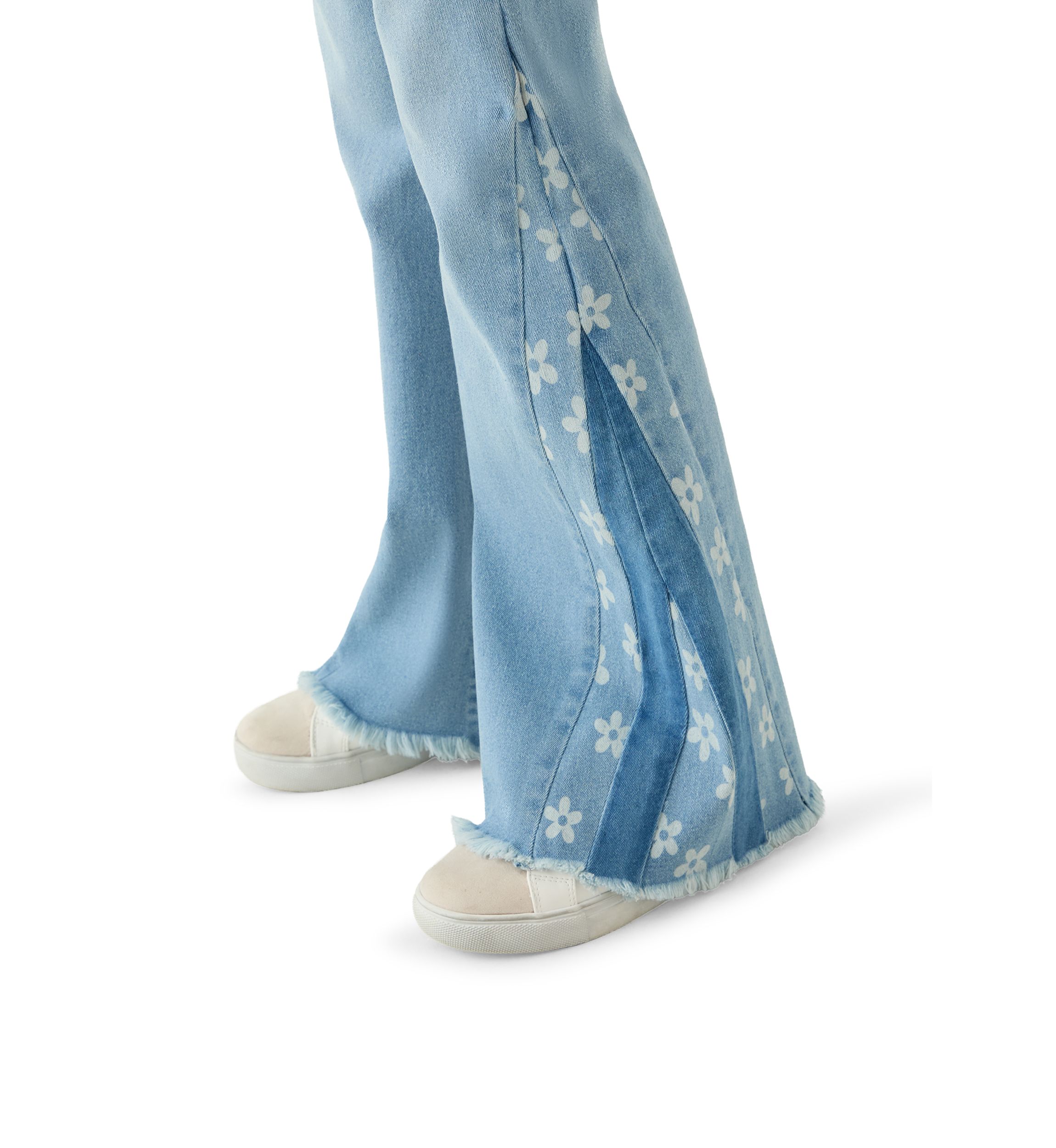Girls 7-16 Gusset Embroidered Flare Jeans