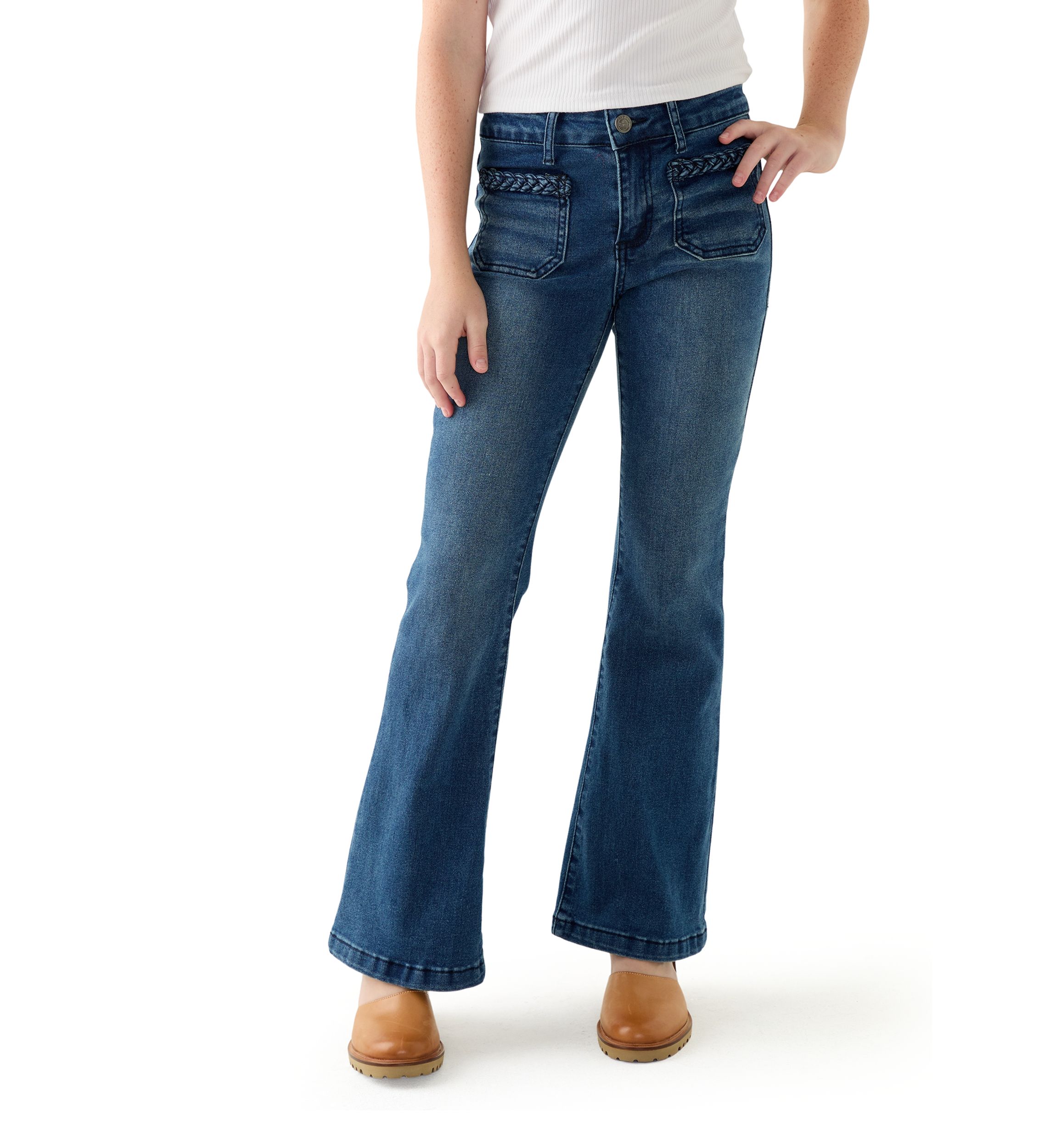 Girls 7-16 Braided Flare Jeans