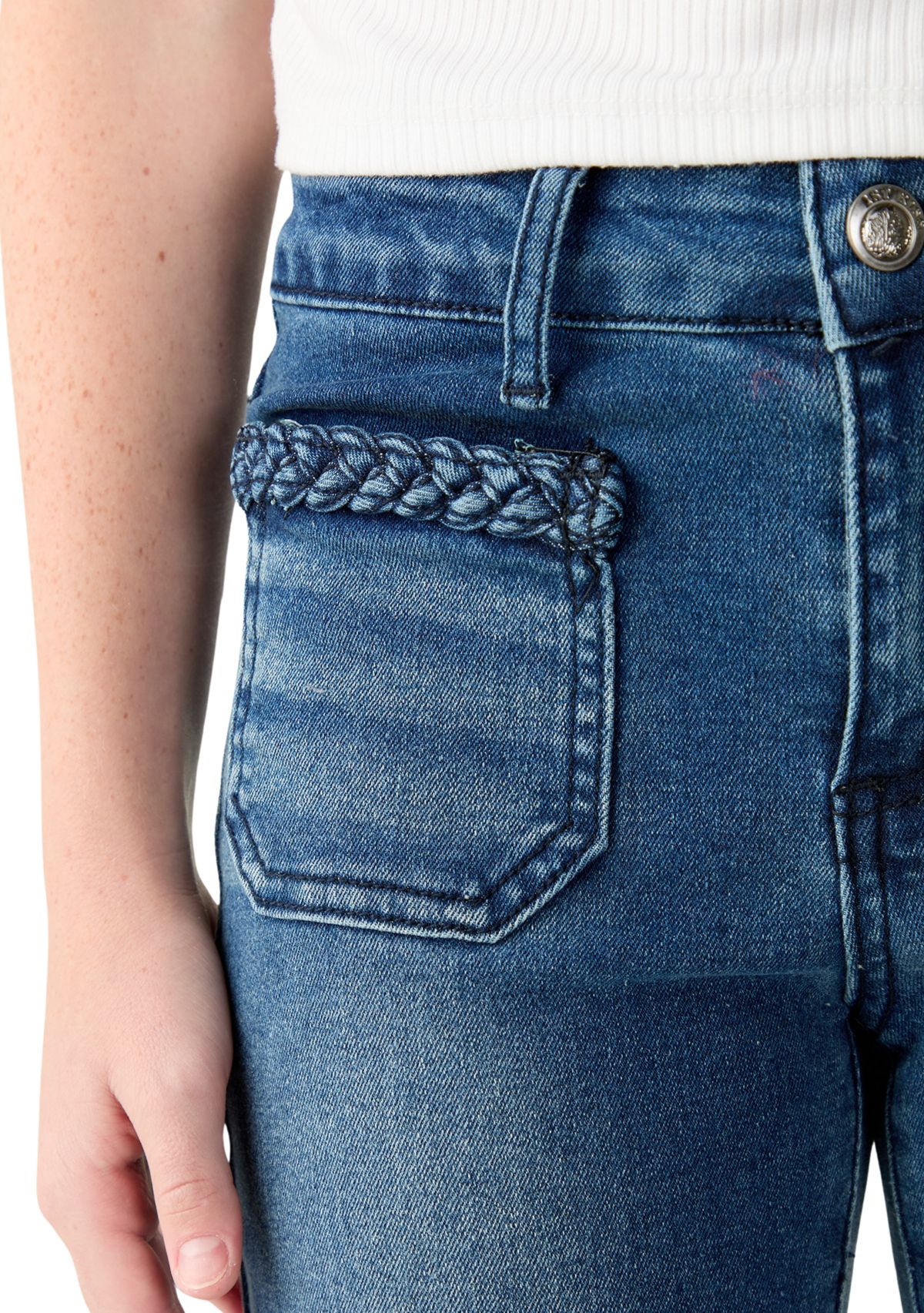 Girls 7-16 Braided Flare Jeans