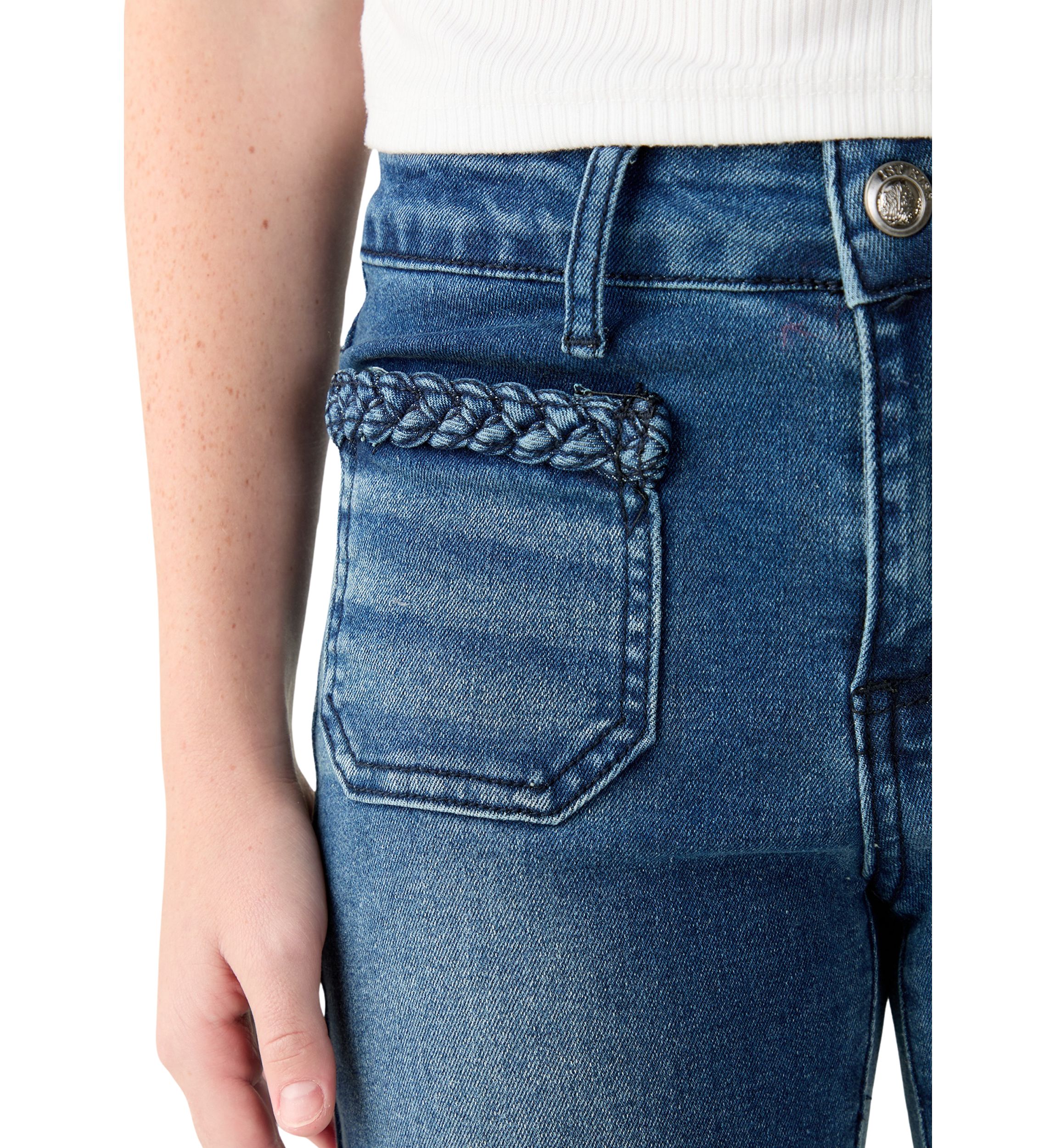 Girls 7-16 Braided Flare Jeans