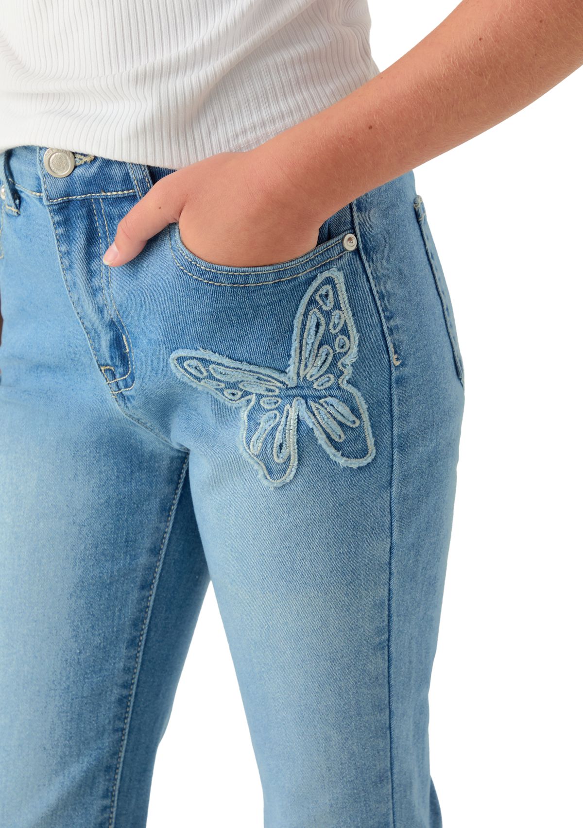 Girls 7-16 Butterfly Flare Jeans