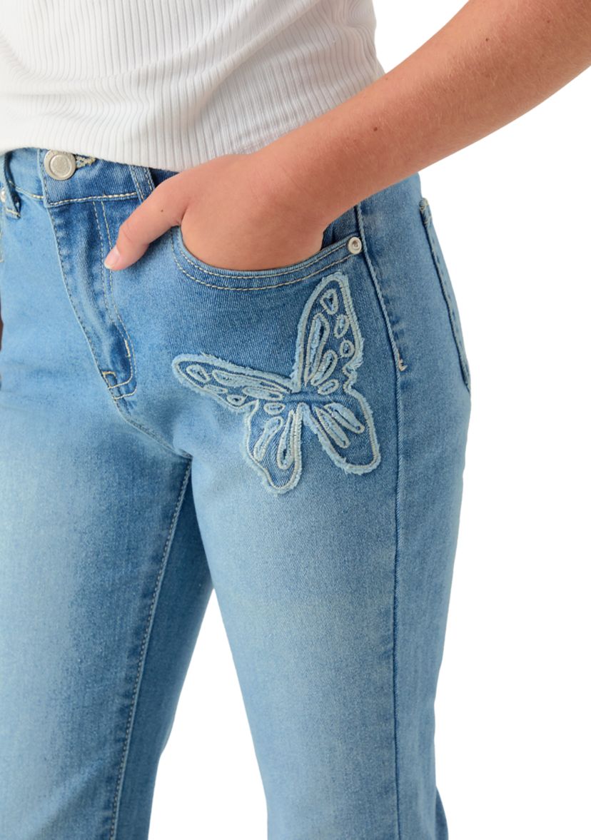 Girls 7-16 Butterfly Flare Jeans