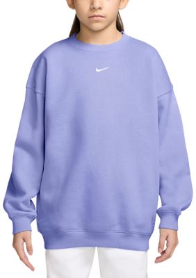 Nike Girls 7-16 Oversized Fleece Crew-Neck Sweatshirt, Large