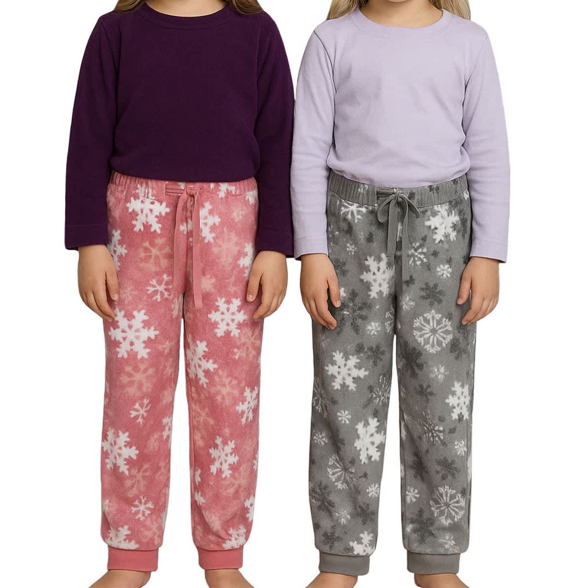 Girls 2 Pack Brushed Fleece Lounge Pants