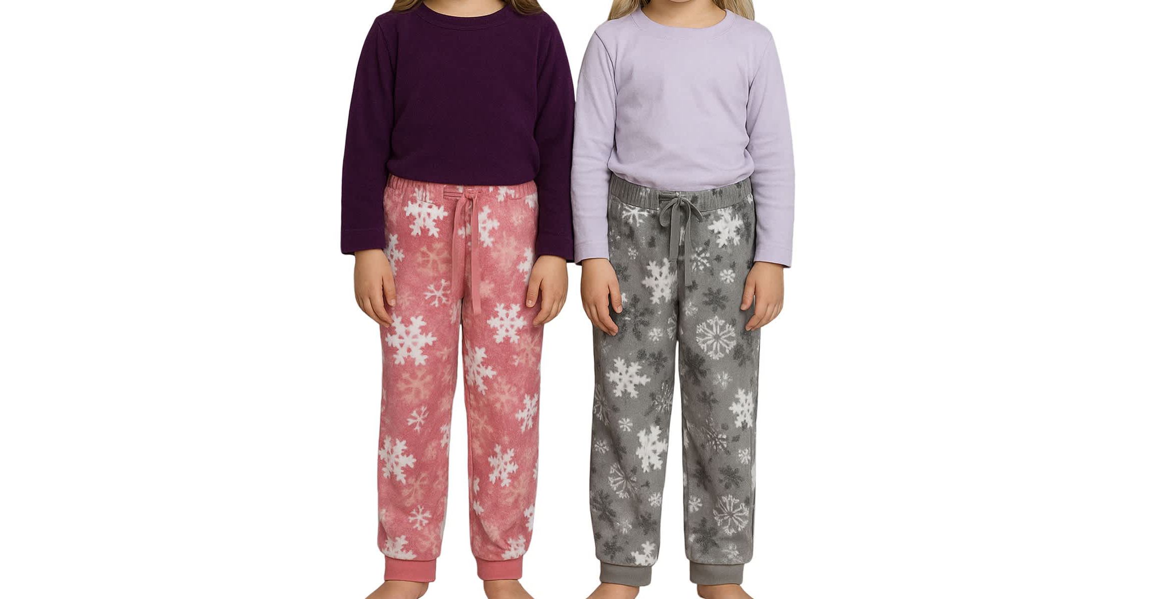 Girls 2 Pack Brushed Fleece Lounge Pants